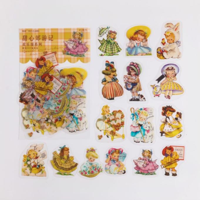 45pcs/lot Kawaii Stationery Stickers Ode to Joy Showa Diary Planner Decorative Mobile Stickers Scrapbooking DIY Craft Sticker