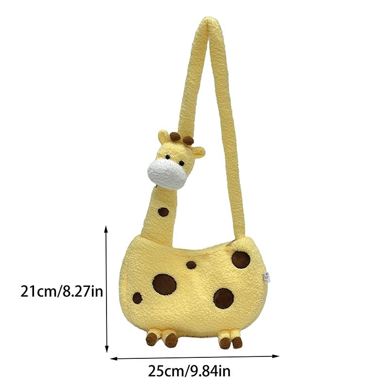 Trendige Niedliche Giraffe Plüschpuppe Cartoon Tier Große Kapazität Umhängetasche Schultertasche Kosmetiktaschen Mädchenhaftes Herz Rucksack Geschenke