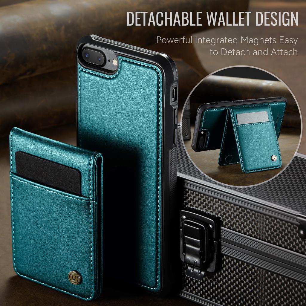 Do iPhone 8 Plus 5,5 cala/iPhone 7 Plus 5,5 cala Skórzane Tylne Etui Kompatybilne z MagSafe JEEHOOD J06 Etui na Telefon z Kieszonką na Karty Blokowanie RFID