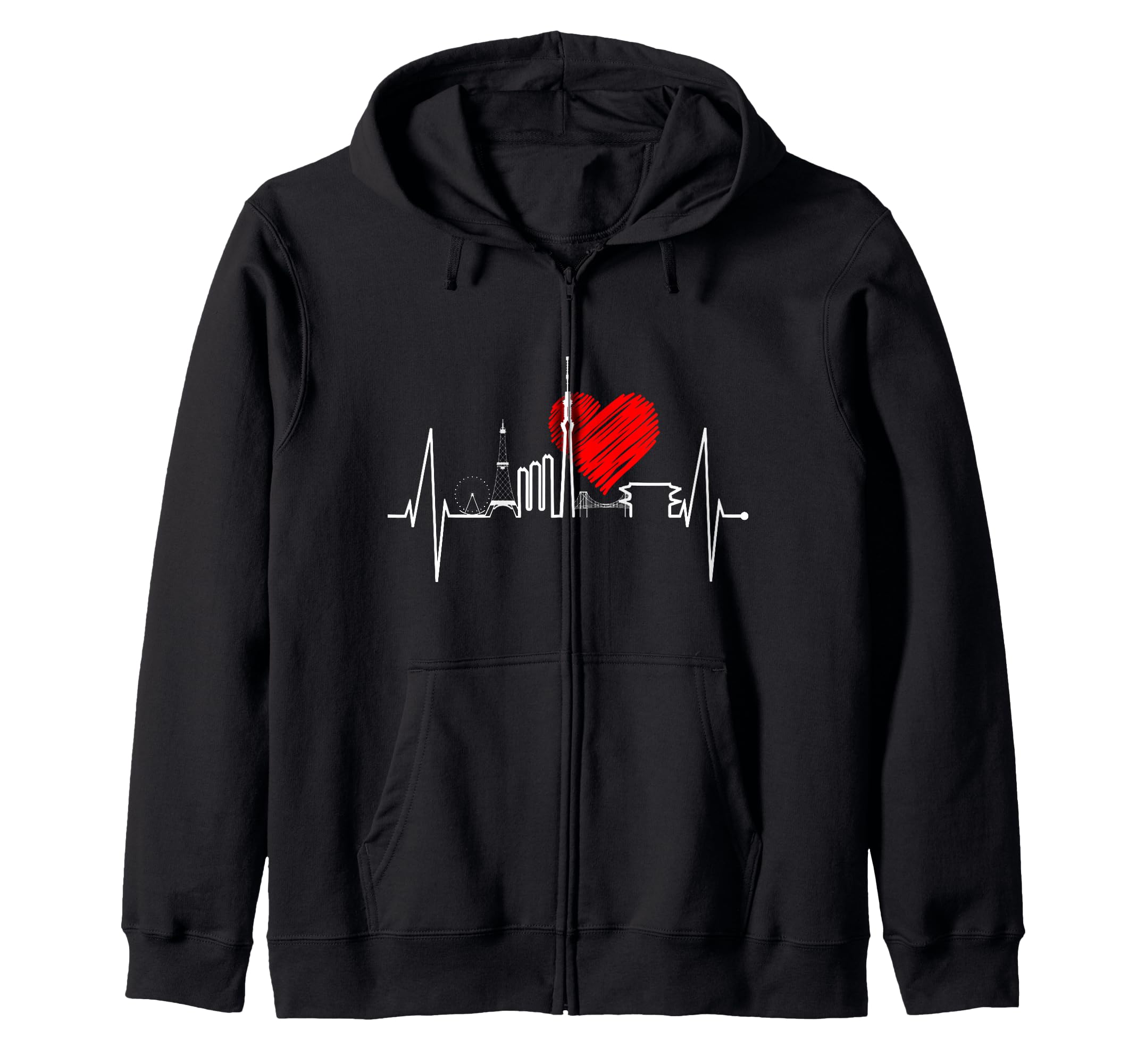 Tokyo Skyline Heartbeat and Japanese Zip Hoodie Fan Men s Women s чёрный 6980₽