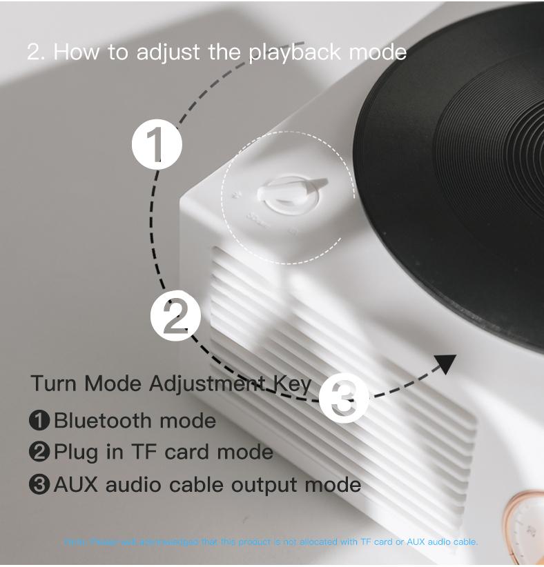 Portable vinyl Bluetooth speaker, wireless retro mini stereo record player, multifunctional turntable sound box