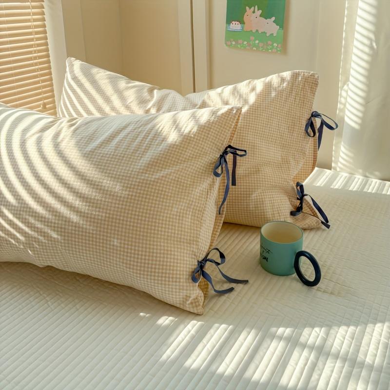 48x74cm Bow Pillow Cover Solid Color Soft Comfortable Covers Cotton Pillow Cover Cute Pillow Sham for Beds Home Decoration Gifts 1pc 4450₽