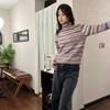 VAYLA Japanese Y2k Turtleneck Sweater Vintage Rainbow Striped Pullover Korean Fashion Knitted Jumper Harajuku Grunge Knitwear