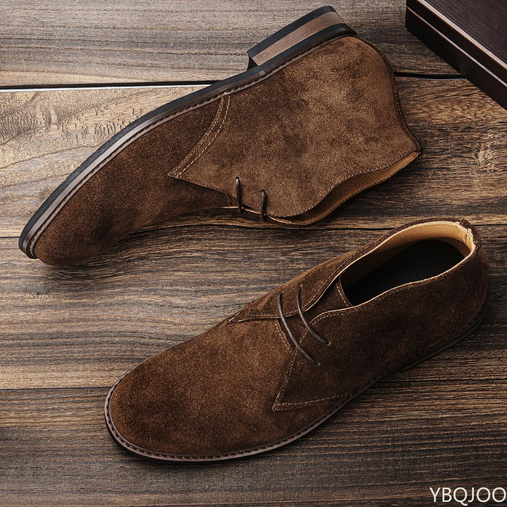 Fashion Genuine Leather Men Desert Boots Retro Suede Leather Men Ankle Boots