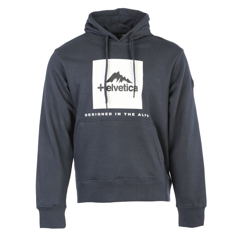 

Мужское худи с логотипом на груди HELVETICA XL темно-синий