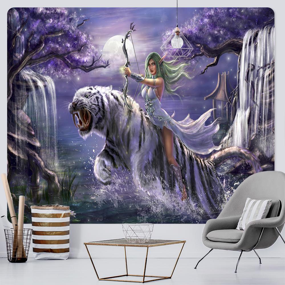 Escena Psicodélica Decoración del Hogar Impresión Tapiz de Gran Tamaño Hippie Bohemio Decoración Fondo de Pared Manta para Sofá