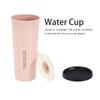 470 ml Wheat Straw Water Cup with Straw Multi Functional Double Lid   Coffee Mug Pink