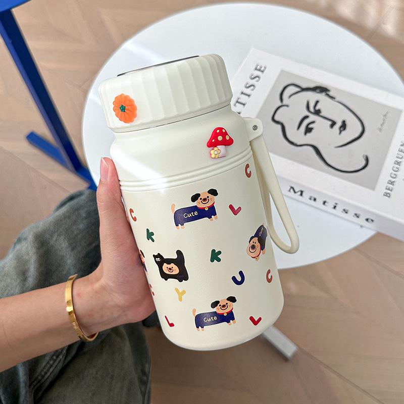 Söta Djur Termosflaska För Varma och Kalla Drycker Vakuumflaska Termisk Med Te-sil Utomhus Stor Fitness Resa Camping