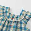 Girls' Korean Style Plaid Flutter Sleeve Summer Romper Jumpsuit