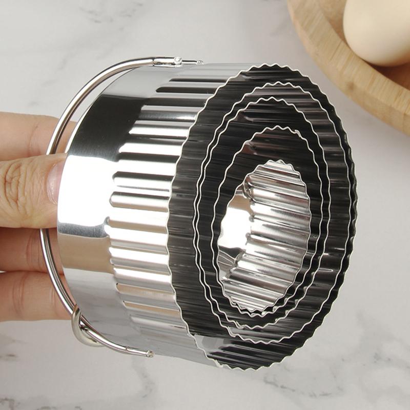 5Pcs/Set Stainless Steel Cookie Cutters with Handle Mousse Cake Baking Mold (BPA Free, No FDA)