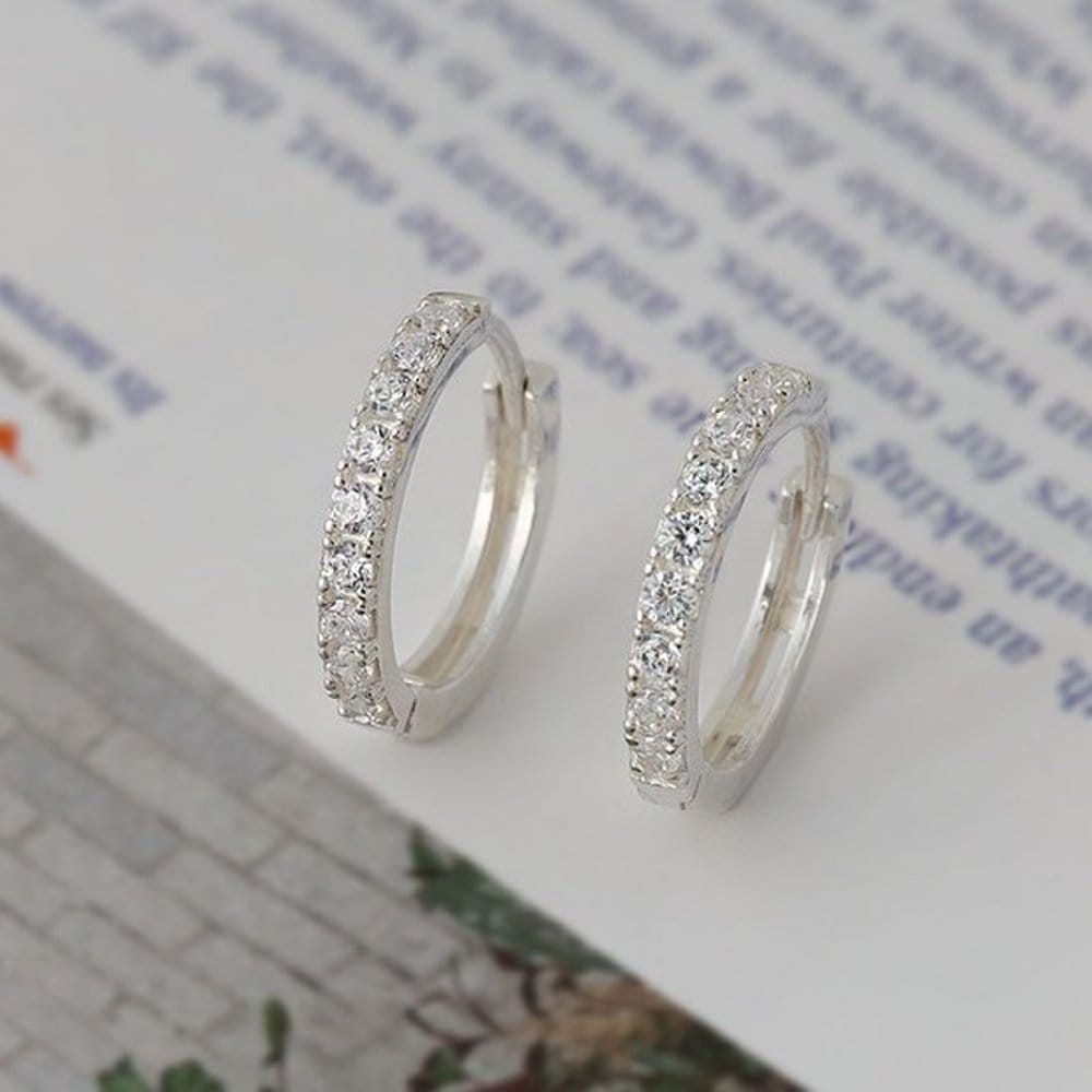 92.5 Silver Shining Ring Earrings 925 Silver Silver Earrings Ring Earrings Silver Needle Earrings Daily Earrings