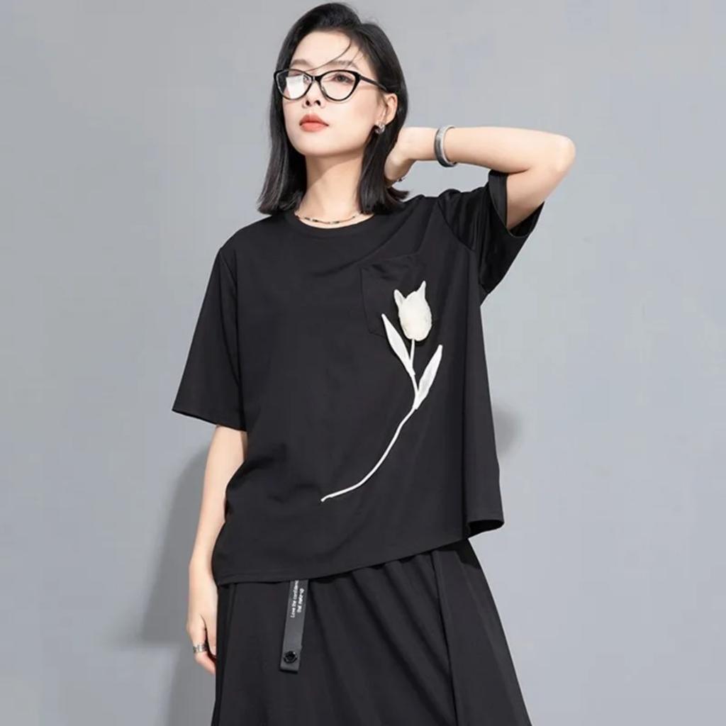 short sleeve oversized vintage floral casual loose summer tee t shirt women t-shirt woman tshirt 2025 tops streetwear clothing