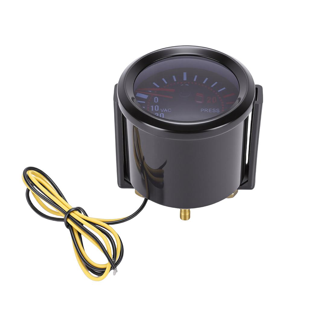 2 Inch Boost Meter Kit Smoked Lens 12V DC for Gas Cars Digital Analog Display Blue LED Backlight Pressure Meter with