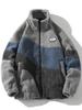 Veste Homme en Laine d'Agneau Color Block à Col Montant – Manteau Épais Automne/Hiver Polyvalent pour Couples