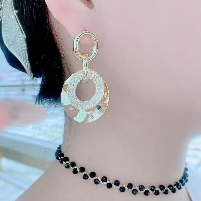Diamond Hoop Earrings from Europe and America, 2026 New Trendy Style, Popular Influencer Metal Earrings with Silver Needles, Unique Ear Accessories