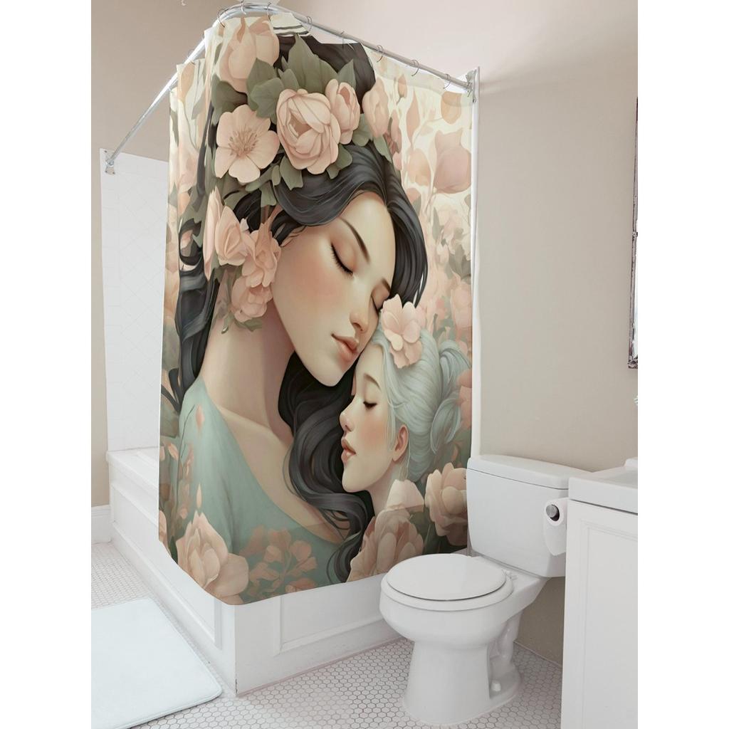 Floral Embrace Waterproof Shower Curtain