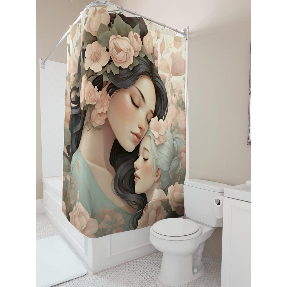 

Floral Embrace Waterproof Shower Curtain W60H190(CM)-1 Pcs