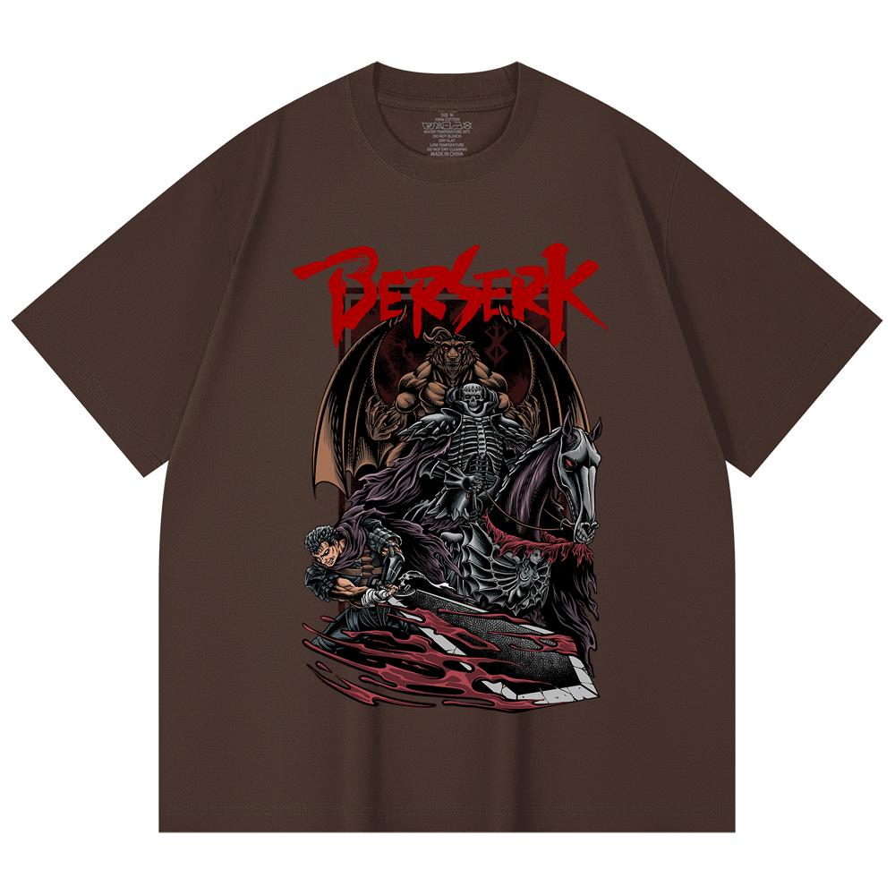 230 Gsm 100% Cotton Berserk V4 Skull Knight Print Unisex Heavy Cotton T Shirt