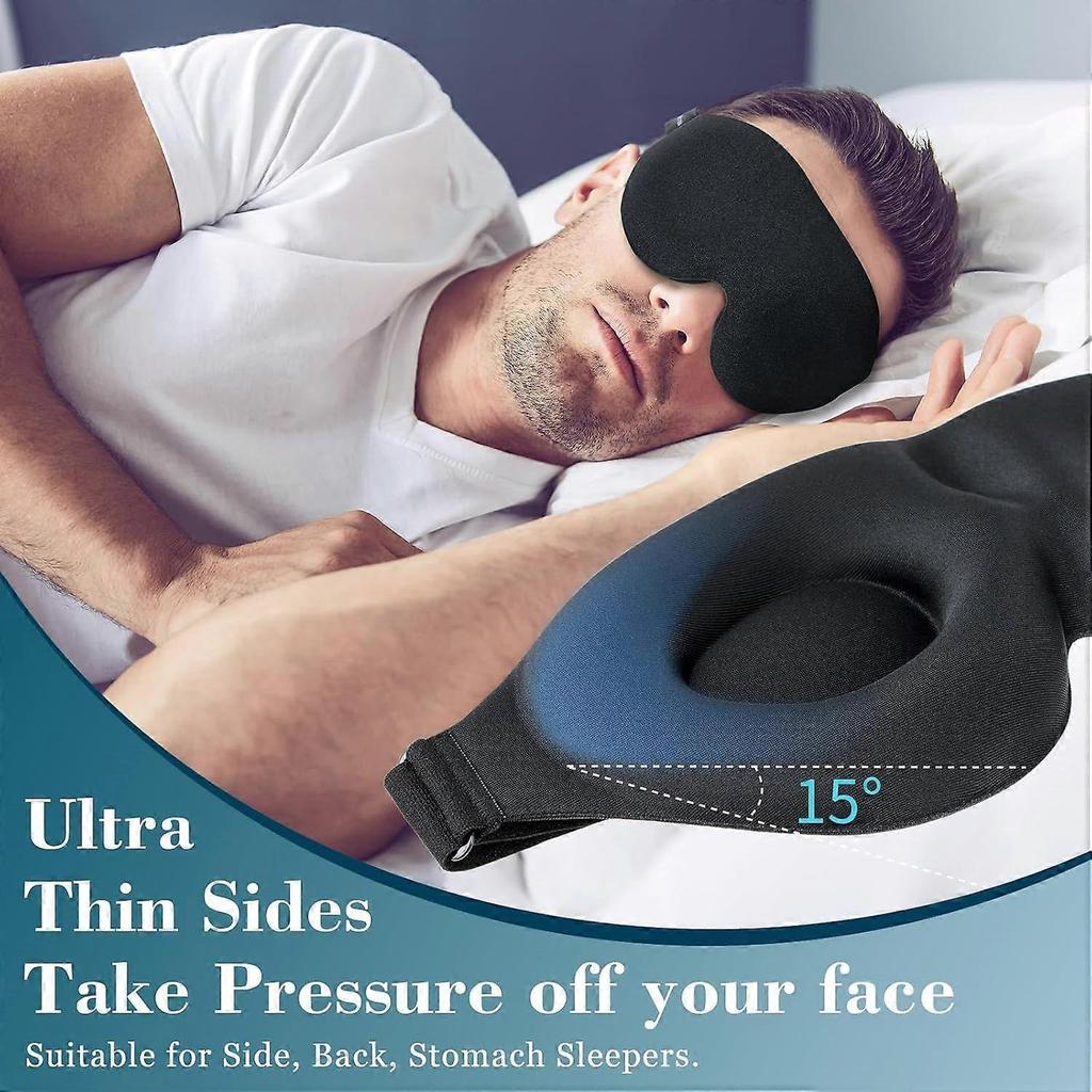 Sleep Mask for Side Sleeper, Light Blocking Sleeping Eye Mask for Women Men, 3D Contoured Cup Night Blindfold, Luxury Eye Cover Eyeshade with Adjusta