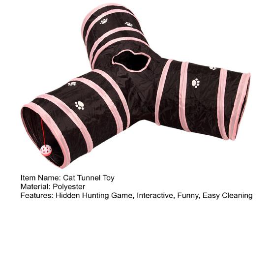 Cat Tunnel Tube Toy for Indoor Cats 5 Way/3 Way/S-Shaped Collapsible Play Tunnel with Interactive Peep Hole for Kittens Puppies Rabbits