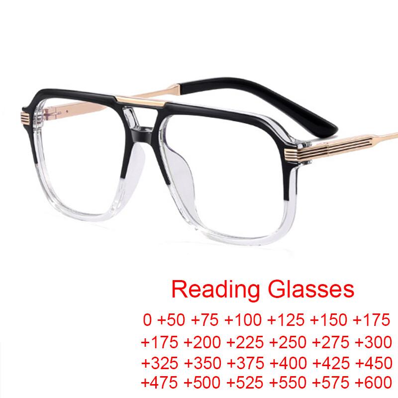 Blue Light Blocking Reading Glasses Square Nerd Eyeglasses TR90 Trendy Big Frame Gradient Mens Computer Goggle Optical Glasses