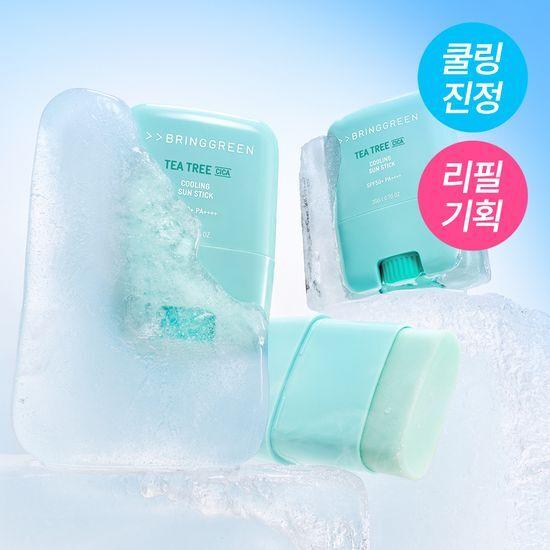 

BRING GREEN Tea Tree Cica Cooling Sun Stick 20g (Refill Plan / Single Item) Sun stick 20g + 20g refill (+ mini sun cushion 5g)
