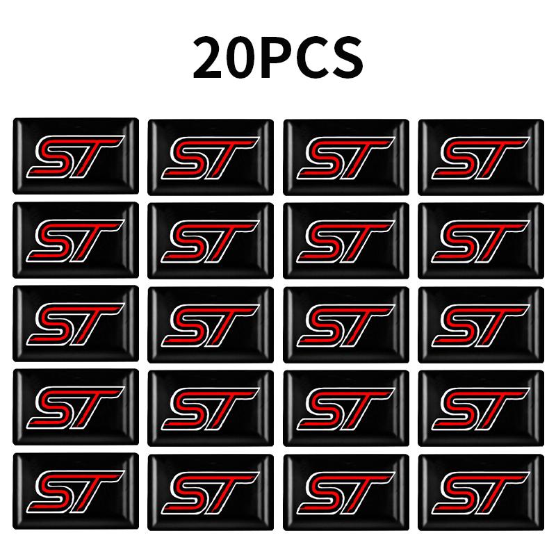 10 szt. Naklejki 3D z żywicy epoksydowej z logo ST, naklejki do stylizacji samochodu, małe naklejki z kroplą kleju, akcesoria do Forda Focus MK3 Ranger Fiesta S-Max Mondeo Kuga