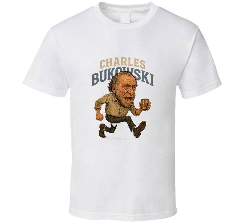 Charles Bukowski Historical Poet Retro Caricature Unisex T-Shirt XL