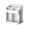 Kitchen Utensil Organizer Rack With Drainage Slots - Plastic Cutlery Holder Countertop Or Wall Mount Modern Minimalist Design