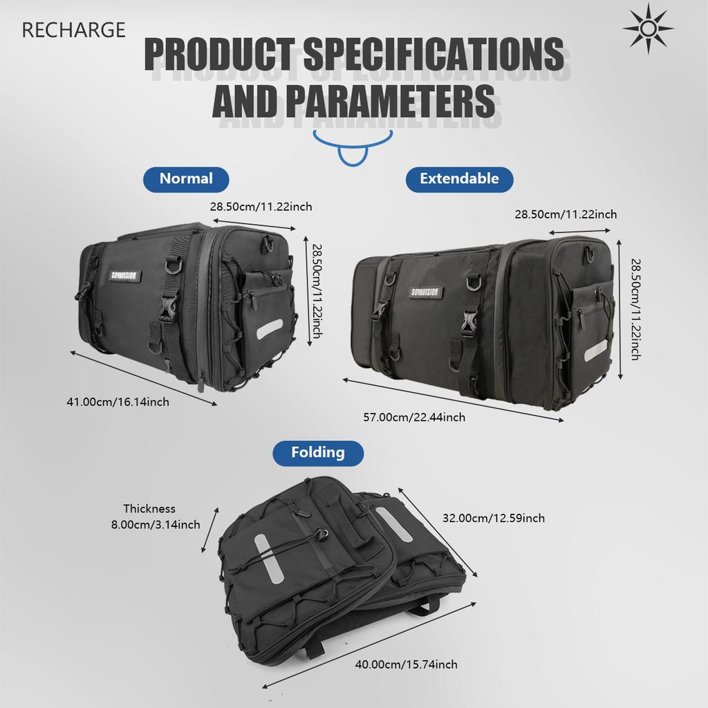 2025 Motorcycle Bag 30-50L Waterproof PVC Outdoor Bag Motorcycle Rear Seat Bag Outdoor Travel Bag