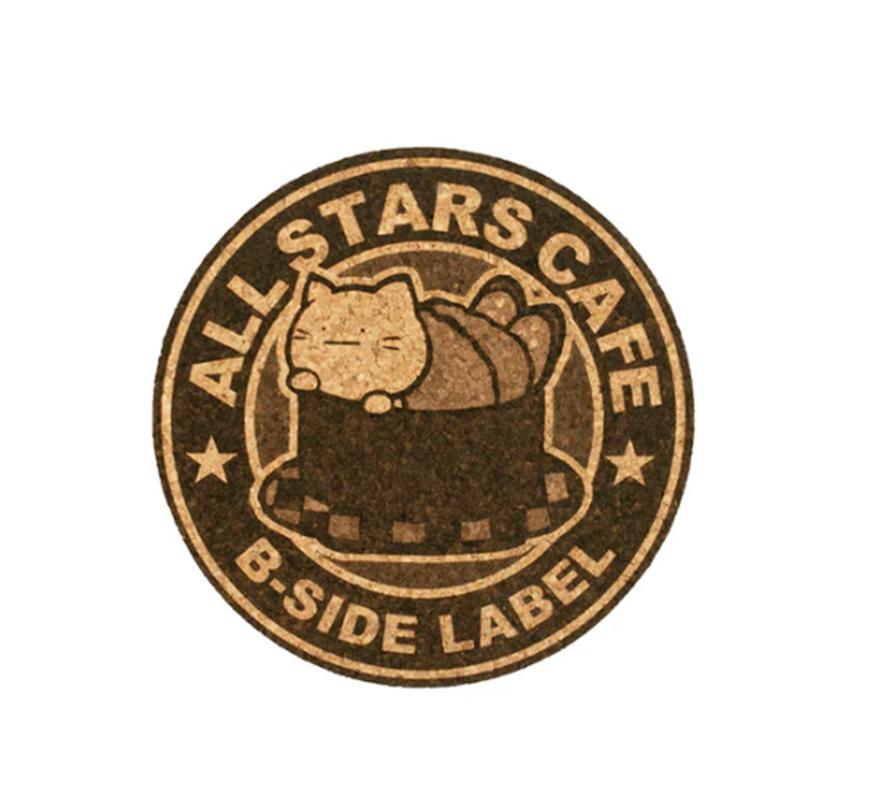 B - SIDE LABEL Serious-faced Cat Sea Urchin Gunkan and Rabbit Tea Bath Coaster NEW
