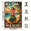 Vintage Metal Tin Sign Aloha Waikiki Wall Decor Garage Bar