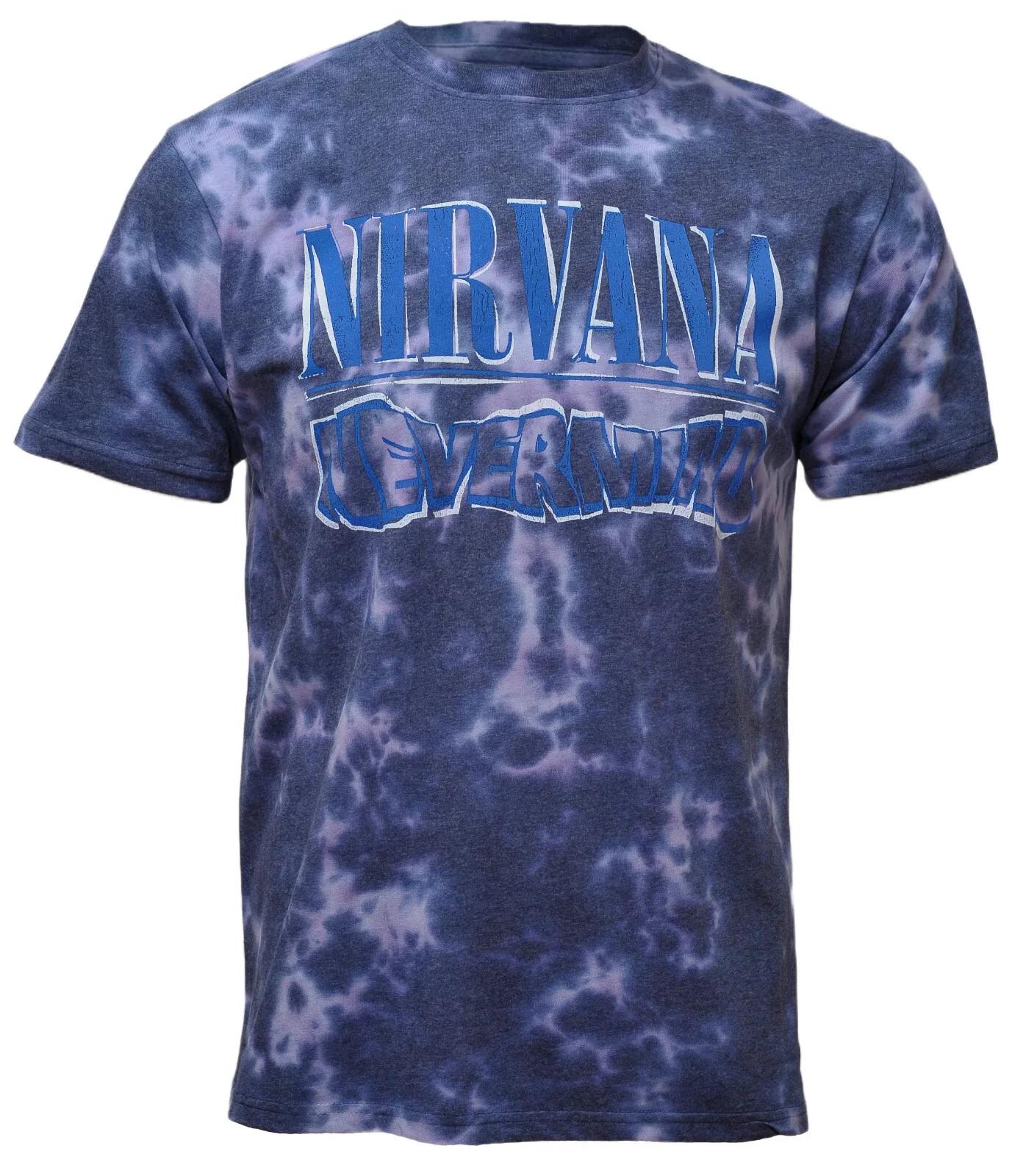 

Official Nirvana T Shirt Nevermind Wavy Logo Album Logo Tie Dye Grunge Kurt New 4XL