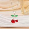 Cherry Fruit Necklace - A Simple and Versatile Summer Accessory for Women, Featuring A Lockbone Chain with A Charming Cherry Fruit Design.