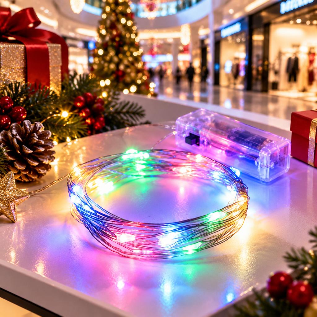 1m 10-LED Four-Color Constant-On Copper Wire String Light
