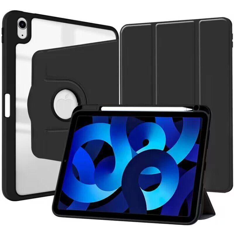 Rotating IPad 10 Case With Pencil Slot Stand Cover 10th Gen Black Pink Gray White Ice Lavender Dark Green
