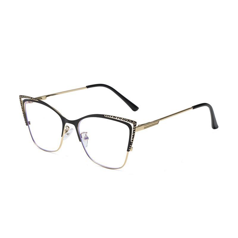 Blue Light Blocking Cat-Eye Glasses Frame for Women, European and American Cat-Eye Eyeglass Frame, Stainless Steel Myopia Glasses Butterfly Frame