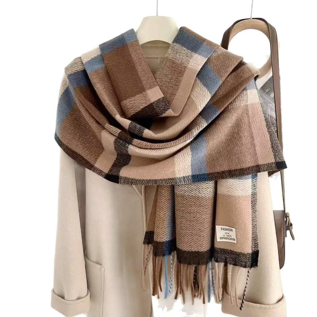 New temperament imitation cashmere plaid scarf student couple autumn and winter fashion thickened scarf shawl