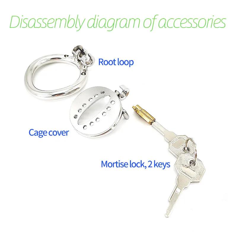 Metal Flat Cock Cage Device Penis Restraint Chastity Lock Penis Ring CB Lock Anti-Cheating Chastity Belt Adult Couple Erotica 18