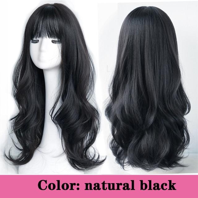 Dlouhá kudrnatá syntetická paruka se středovou ofinou tmavě hnědá paruka z přírodních kudrnatých vlasů ženská Cosplay paruka paruka z tepelně odolných vláken