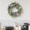 Artificial Spring Wreath Purpler Flower Wreath for Front Door Garden Outdoor