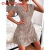 Summer Chic Floral Print V Neck Dress With Ruffle Hem For Casual And Beach Wear