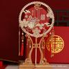 Two-color Double-sided Heavy Embroidery Bridal Wedding Fan DIY Kit - Xiu He Style