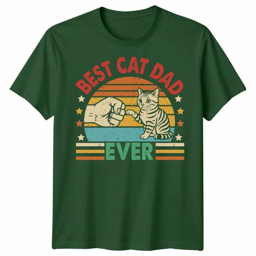 Best Cat Dad Ever Unisexs T Shirt Vintage Inspired Cat Graphic Tee