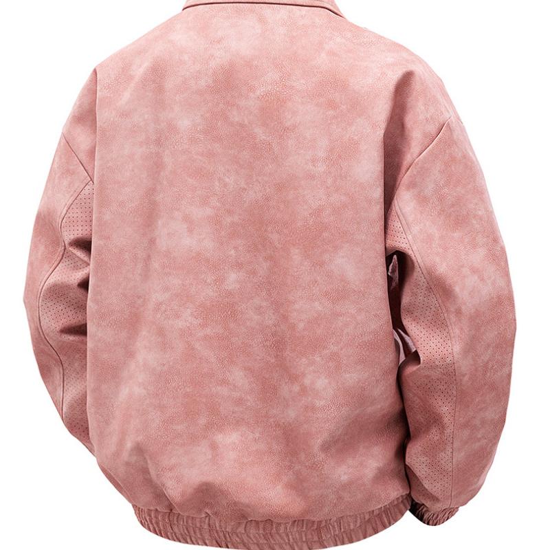 Cozy Up Men's Square Collar Motorcycle PU Leather Jacket Fat Plus Size Loose Casual Jacket