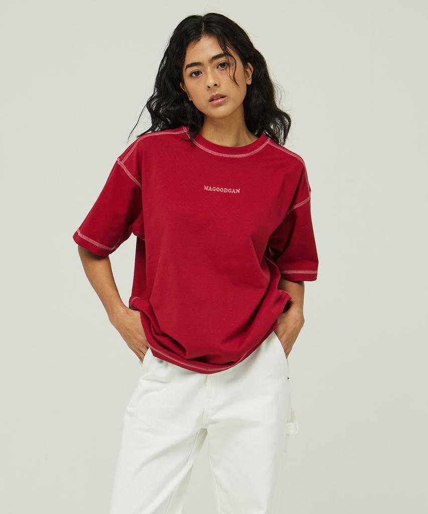 MAGOODGAN Swagver 3579 Overlock Oversized Dark Gray Short Sleeve Tee