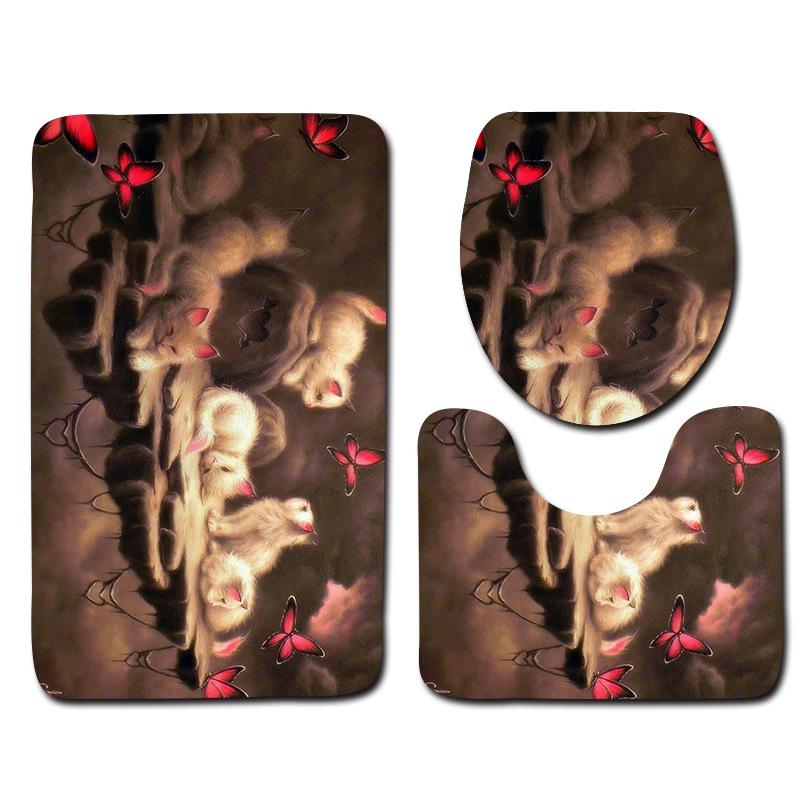 Animal Bathroom Toilet Floor Mat 3-Piece Set