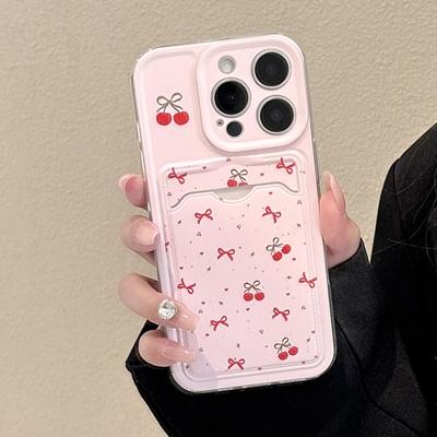 Creative Cherry Card Holder Phone Case for Apple Phones