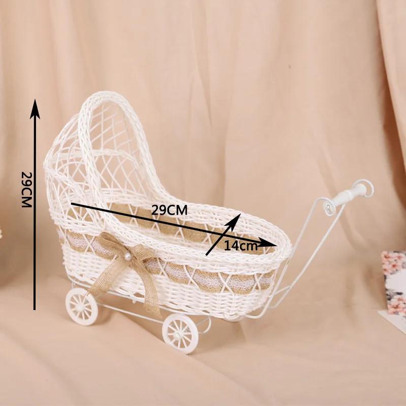Handmade Rattan Flower Bike Vase Colorful Rose Flower Daisy Artificial Flower Pot for Home Wedding Decoration Storage Container