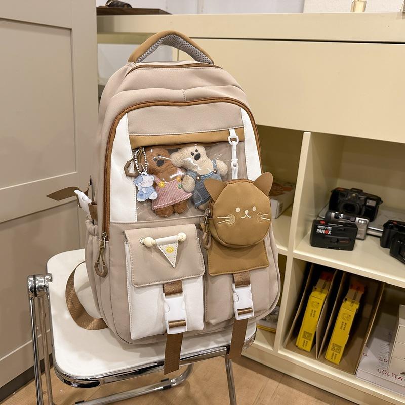 Large Capacity High School Student Backpack for Girls  Korean Version Harajuku Schoolbag  Casual and Cute Pain Bag  Junior High School Backpack